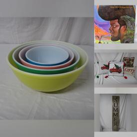 MaxSold Auction: This online auction includes vintage Pyrex, Aynsley and Paragon china, original art, furniture such as antique drop leaf table, vintage cabinet, and side tables, Royal Doulton, home decor, wool blankets, lighting, vinyl albums, camping gear, and much more!