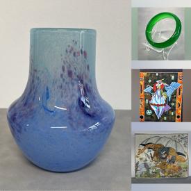 MaxSold Auction: This online auction includes Murano and other art glass, vases, Asian bowls, soapstone carvings, Eumig movie camera, Fiestaware, pottery, lamps, Asian style houseware, lithographs, jewelry, Sentry safe, cast iron cookware and more!