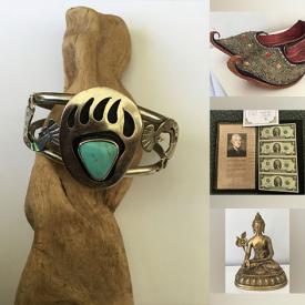 MaxSold Auction: This online auction includes jewelry such as rings, pendants, earrings and others, Beswick tea animal figures, scalloped bowl, pottery, vintage serving tray, wood coat rack, antique table, books, pots, Buddha statue, storage rack and more!