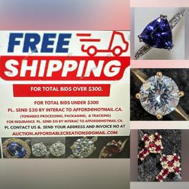 MaxSold Auction: This online auction features diamond, emerald, garnet, & onyx rings, pearl pendants, silver earrings, beads, & necklaces, jadeite pendants, and loose gemstones such as diamonds, tanzanites, quartz, peridots, morganites, rubies, emeralds, and coins, and much, much, more!!