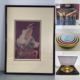 MaxSold Auction: This online auction includes JVC and Sony turntables, planters, sculptures, vinyl records, jewelry, accessories, artworks, vintage tools, vintage Pyrex, Katrilli tableware, Paragon, Royal Doulton and other china, Fire King and other kitchenware, Royal Doulton figurines and more!