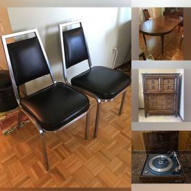 MaxSold Auction: This online auction includes fine china, furniture such as recliner chairs, sofa, dining table and chairs, buffet with hutch, and dressers, lamps, vintage Pyrex, lawn mower, framed art and more!