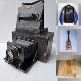 MaxSold Auction: This online auction includes a ukulele, mandolin, vintage turntable, Folmer & Schwing camera, Northface windbreaker, New York Mets varsity jacket and other clothing, vintage hats, accessories, FIZIK bike seat saddle, vintage bottles and more!