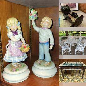 MaxSold Auction: This online auction features Goebel Blumenkinder figurines, Hitchcock desk & chair, Longaberger baskets, oyster plates, collectors plates, cuckoo clock, costume jewelry, oil lamps, Goebel Hummels, small kitchen appliances, Byers Choice Carolers, vintage toys & books, patio furniture, pressure washer, foosball table, stained glass hanging light, novelty teapots, ping pong table, sewing machine, marbles, and much, much, more!!