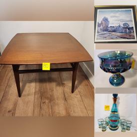 MaxSold Auction: This online auction features vintage wooden eggs, teacup/saucer sets, abstract art, Hoselton sculptures, art pottery, Carnival glass, lidded beer steins, cloisonne vases, decanter sets, sleigh bed, thimbles, Wade tea figurines, jewellery, stamps, camera, collector plates, German Roemer glassware, and much, much, more!!!