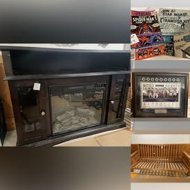 MaxSold Auction: This online auction includes an electric fireplace, table, futon frame, ceramic figurines, heaters, tools, hardware, small kitchen appliances, decorative dolls, electronics, dryer, CDs, light fixtures, comics, books, magazines, concrete supplies, Toronto Maple Leafs print and other wall art, newspaper ephemera and more!