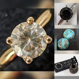 MaxSold Auction: This online auction includes jewelry such as certified 14KT diamond ring, 10KT gold blue diamond ring, gold pendants, diamond earrings, sterling silver earrings and rings, gemstones such as sapphires, peridots, emeralds and more!