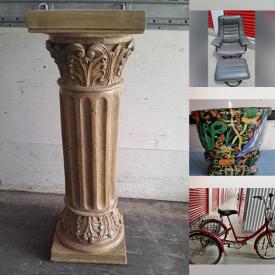 MaxSold Auction: This online auction includes Manhattan adult tricycle, furniture such as dining tables and chairs, vintage nightstands, vintage writing desk, and leather armchair, vintage mirrors, pedestals, lamps, framed art, crystal ware, ceramics, home decor and more!