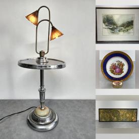 MaxSold Auction: This online auction includes MCM bowls, pottery, silver plated items, Chinese resin statues, Toby mugs, Portmeirion mantle clock, soapstone, Wedgwood ware, artworks, vintage canister, figurines, vintage camera flashes, vintage French Opera binoculars, jewelry, hand carved foo dog and more!n