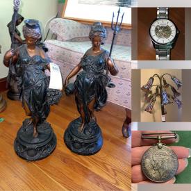 MaxSold Auction: This online auction features Bossons heads, art pottery, German Rumtopf jar, Hull pottery, teak furniture, desk, bronze statues, Snow Babies, art glass, secretary desk, watch, Depression glass, perfume bottles, coins, and much, much, more!!!