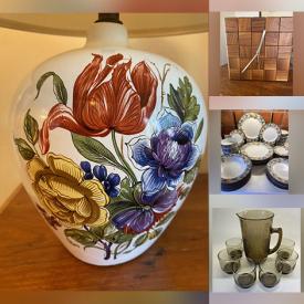 MaxSold Auction: This online auction features stained glass lamp, art glass, art pottery, vintage tumblers, fabric, vintage Pyrex, MCM harlequin lamp, coffee table books, abstract painting, and much, much, more!!!