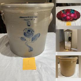 MaxSold Auction: This online auction features crocks, platters, antique mirror, antique lamps, jugs, women’s shoes, vintage magazines, and much, much, more!!