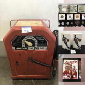 MaxSold Auction: This online auction features costume jewelry, coins, vintage watches, Wade miniatures, vinyl records, kitchen gadgets, video console & accessories, sports trading cards, sports collectibles, camera lenses, toys, arc welder, ski boots, and much, much, more!!!