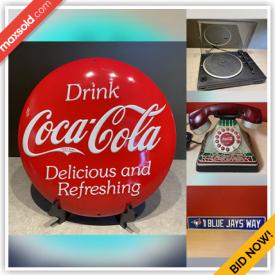 MaxSold Auction: This online auction includes collectibles such as vintage Coca-Cola, DC, Marvel and Dark Horse comics, sports trading cards, DVDs, Kenwood turntable, stereo speakers, board games, and more!