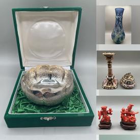 MaxSold Auction: This online auction features art glass, sterling silver pieces, pewter shot glass, original art, souvenir spoons, mantel clock, Meerschaum pipe, Chinese carvings, Imari pieces, Royalty memorabilia, and much, much, more!!!