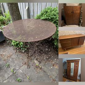 MaxSold Auction: This online auction includes garden tools, a glass panel door, furniture such as an MCM side table, filing cabinet, rattan cabinet, wardrobe, storage units, Art Deco vanity, footstool, bookshelves, desk and more!