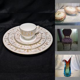 MaxSold Auction: This online auction includes sterling silver,  brassware, fine china such as Limoges, Aynsley, Paragon and Wedgwood, crystalware, furniture such as antique chairs, side tables, and wooden dressers, ceramics, lamps, vintage photography, home decor and more!