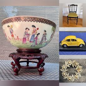 MaxSold Auction: This online auction includes furniture such as bed frames, ottoman, chairs, cabinet and others, milk glass, china, vintage jewelry, Star Wars and other posters, vintage linens, movie screen, art glass, books, diecast model cars, toys, silverplate, electronics, board games, seasonal decor and much more!