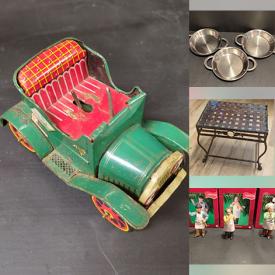 MaxSold Auction: This online auction includes glassware, pottery, trading cards, masks, clothing, accessories, mannequin heads, Pyrex, stainless steelware, flame lite, weight scale, clock, radio, Playboy magazines, toys, puzzles and much more!