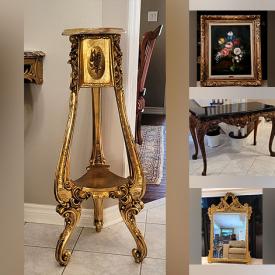 MaxSold Auction: This online auction features antique books, oil paintings, marble top tables, antique tiles, Limoges vase & plates, area rug, mirrors, Meissen plates, teacup/saucer sets, Wedgwood Queens Wares, lawn mower, antique clock parts,  and much, much, more!!