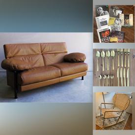 MaxSold Auction: This online auction includes a B&B Italia Arca sofa, Star Trek puzzle, kitchenware, vinyl records, Akai speakers, shoes, fabric, beach umbrella, wine glasses, metal utility cabinet and more!