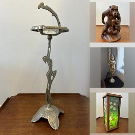 MaxSold Auction: This online auction features art glass, Art Noveau statue, stained glass table lamp, Indigenous art, Jim Shore statues, art pottery, carved wood statue, teacup/saucer sets, vintage Quebec table lamp, Art Deco Vaseline glass, cranberry glass, Coca-Cola collectibles, Goebel collectibles, vintage advertising tins, vinyl records, Belleek vase, and much, much, more!!!