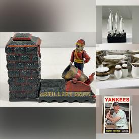 MaxSold Auction: This online auction includes Mikasa and other china, kitchenware, smartwatch, Samsung digital camera, Marilyn Monroe memorabilia, brassware, accessories, diecast model cars, books, coins and banknotes, Domino set, Playboy magazines, sports memorabilia, baseball cards and more!