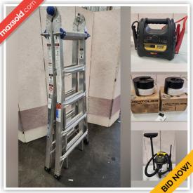 MaxSold Auction: This online auction features power & hand tools, hardware, storage containers, yard tools, cast metal fence insert, house paint, NIB caulk, work gloves, shop vacs, tool boxes, ladder, and much, much, more!!