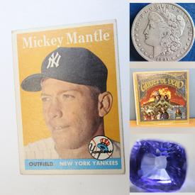 MaxSold Auction: This online auction features coins, sports trading cards, vinyl records, CDs, vintage magazines, and loose gemstones such as sapphires, opal, peridot, tourmalines, azurite, emeralds, rubies, garnets, aquamarines, amethyst, and much, much, more!!!