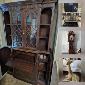 MaxSold Auction: This online auction features cedar armoire, stained glass artwork, vinyl records, Grandmother clock, art glass, mirror, soda fountain machine, vintage bottles, and much, much, more!!