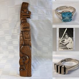 MaxSold Auction: This online auction features vintage Haida carving, wood snuff bottle, Indigenous spearheads, art glass, Art Deco dresser tray, coins, vintage carved ducks, sports trading cards, bank notes, antique jewelry, watches, sterling silver jewelry, art pottery, soapstone carving, McCoy planters, and much, much, more!!