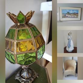 MaxSold Auction: This online auction features Tiffany style lamp, small kitchen appliances, glass top table, area rugs, leather recliner, desk & chair, patio furniture, Lladro figurines, Royal Doulton figurine, printer, and much, much, more!!