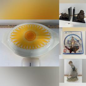 MaxSold Auction: This online auction features vintage Pyrex, video games, Lladro figurine, vinyl records, CDs, DVDs, Longaberger bags,  small kitchen appliances, toys, vintage beer trays, beer steins, hand tools, jewelry, coins, watches, stained glass chandelier, crocks, mini fridge, snorkel equipment,  art glass, vintage Avon bottles, vintage cameras, yarn, art pottery, patio furniture, printers, yard tools, and much more!!