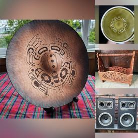 MaxSold Auction: This online auction features vintage Indigenous copper art dishes, stained glass window, small kitchen appliances, vintage brass pot, Asian figurines, stackable side chairs, sewing machines, vintage Mexican pottery, art glass, vintage tins, teacup/saucer sets, acoustic guitar, live plants, wooden desk, and much, much, more!!!