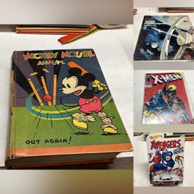 MaxSold Auction: This online auction features vintage books, D&D books, CDs, vinyl records, games, comics, Star Trek collectibles, comic digests, NIP HotWheels, sports trading cards, Pokemon cards, Star Wars collectibles, cookie jars, Uranium glass, Hull pottery, Roseville pottery, art glass, Funko collectibles, Harry Pottery collectibles, puzzles, vintage sheet music, and much, much, more!!