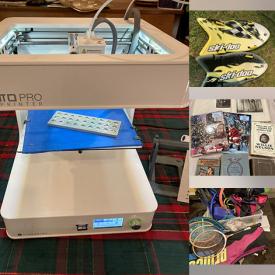 MaxSold Auction: This online auction features bamboo furniture, macrame supplies, 3D printer, yarn, camping gear, bike tires, sports equipment, garden supplies, DVDs, patio furniture, nesting dolls, Ski-Doo sleds, vintage clothing, and much, much, more!!!