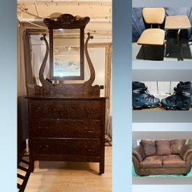 MaxSold Auction: This online auction includes furniture such as an antique dresser, loveseat, side tables and others, electronics, baskets, decor, servingware, ginger jar, hardware, clothing, kitchenware, Eureka bagless vacuum, gas cans, storage bins, cooler and much more!