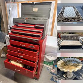 MaxSold Auction: This online auction includes furniture such as a curio storage unit, teak outdoor table, dresser, tables, toolbox and others, china, kitchenware, small kitchen appliances, crystalware, South Bay Board Co. surfboard, rug, artworks, garden decor, electronics and more!