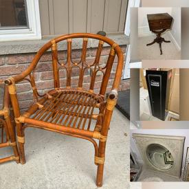 MaxSold Auction: This online auction features patio furniture, office supplies, vintage books, coins, banknotes, sterling vanity sets, sports trading cards, pocket watches, vintage jewelry, safe, art glass, Royalty ephemera, camping gear, yard tools, bike, area rugs, and much, much, more!!!