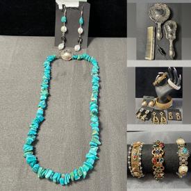 MaxSold Auction: This online auction includes jewelry, accessories, mushroom light, glassware, enamel metal boxes, sad iron, pins, beads, watches and many more!