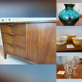 MaxSold Auction: This online auction includes an MCM wooden sideboard, wall cabinet, outdoor chairs and other furniture, sewing machine, clothing, accessories, vinyl records, knitting supplies, vintage barometer, vintage Miele bicycle, puzzles, electronics, lamps, vases, wall art, hand tools, garden items, linens, vintage cookbooks, Royal Albert and other china, Wedgwood, Blue mountain and other pottery, glassware, baking supplies, kitchenware, small kitchen appliances, seasonal decor and much more!