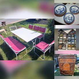 MaxSold Auction: This online auction includes Chinoiserie plates, glassware, sewing machine and supplies, Magic the Gathering cards, coins, coin books, hardware, craft supplies, vinyl records, frames, light fixtures, wood ladders, furniture such as a sewing cabinet, chairs, stands, desks, patio chairs, patio table, side tables, buffet, decorative chairs and more!