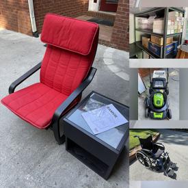 MaxSold Auction: This online auction features lawnmower, chainsaw, sports trading cards, bike, hair stylist chair & sink, pet products, yard tools, printer, exercise equipment, small kitchen appliances, wheelchair, adjustable lamps, power & hand tools, toys, wicker chairs, and much more!!!