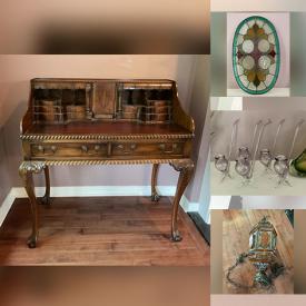 MaxSold Auction: This online auction features secretary desk, dryer, stained glass window, decorative plates, teacup/saucer sets, art glass, Lladro figurines, Royal Doulton figurine, wicker furniture, wood carvings, yard tools, and much, much, more!!!