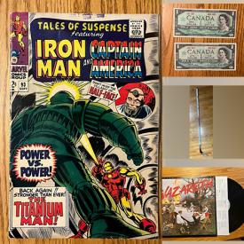 MaxSold Auction: This online auction features vinyl records, comics, sports trading cards, sports collectibles, coins, banknotes, brass collectibles, Hot Wheels, PEZ dispensers, action figures, tabletop hockey game,  and much, much, more!!!