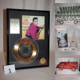 MaxSold Auction: This online auction includes Elvis PResley memorabilia, silverplate, MCM Helen Conroy glassware, vintage Wedgwood glassware, vintage Bakelite, Pyrex, Limoges and other china, Art Deco magnifying glass, diecast metal cars, Thomas the Train, Lego, She-Ra, Barbies and other toys, Voigtlander film camera, jewelry, accessories, books, brass bells, seasonal decor, stamps, US President figures, vinyl records, bongo drums and many more!