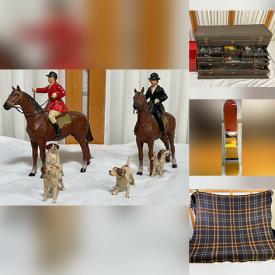 MaxSold Auction: This online auction includes plastic containers, tools, hardware, Limoges, Aynsley and other china, vintage Heyde Jockey figures, decanters, golf balls, wool blanket, snowboards, Playstation video games, wall art, fishing reels, tacklebox, vintage clocks, bows and more!