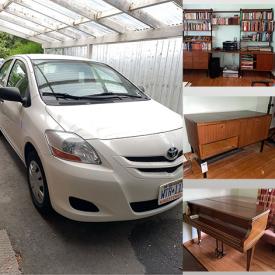 MaxSold Auction: This online auction includes a 2007 Toyota Yaris, furniture such as teak wall unit, credenza, bamboo chair, tables, desk, bookshelves, bed frames and others, kitchenware, small kitchen appliances, china, clothing, shoes, accessories, pottery, books, cleaning supplies, home health aids, Baby Grand piano, lamps, games, linens, coins and much more!