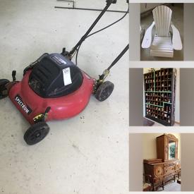 MaxSold Auction: This online auction features TV, video game console & accessories, miniature figurine collection, horse brasses, Royal Doulton mugs, teacup/saucer sets, Bosson heads, desk & chair, small kitchen appliances, telescope, home health aids, dehumidifiers, chest freezer, vinyl records, area rugs, cameras, golf clubs, patio furniture, yard tools, ladders, BBQ grill, lawnmower, and much, much, more!!!