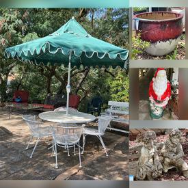 MaxSold Auction: This online auction features patio furniture, garden pots, live plants, garden art, vintage pool table lamp, camping gear, home health aids, exercise equipment, bikes, and much more!